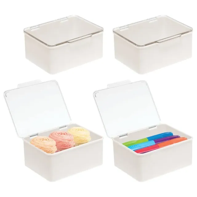 mDesign Aufbewahrungsbox mit Deckel 4er transparent stapelbar