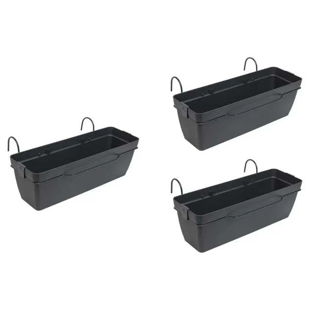 Kreher Fly Balkonkasten Anthrazit 3er Set Halterung