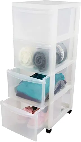 Iris Ohyama DC-304 Rollcontainer mattweiß 4x15L