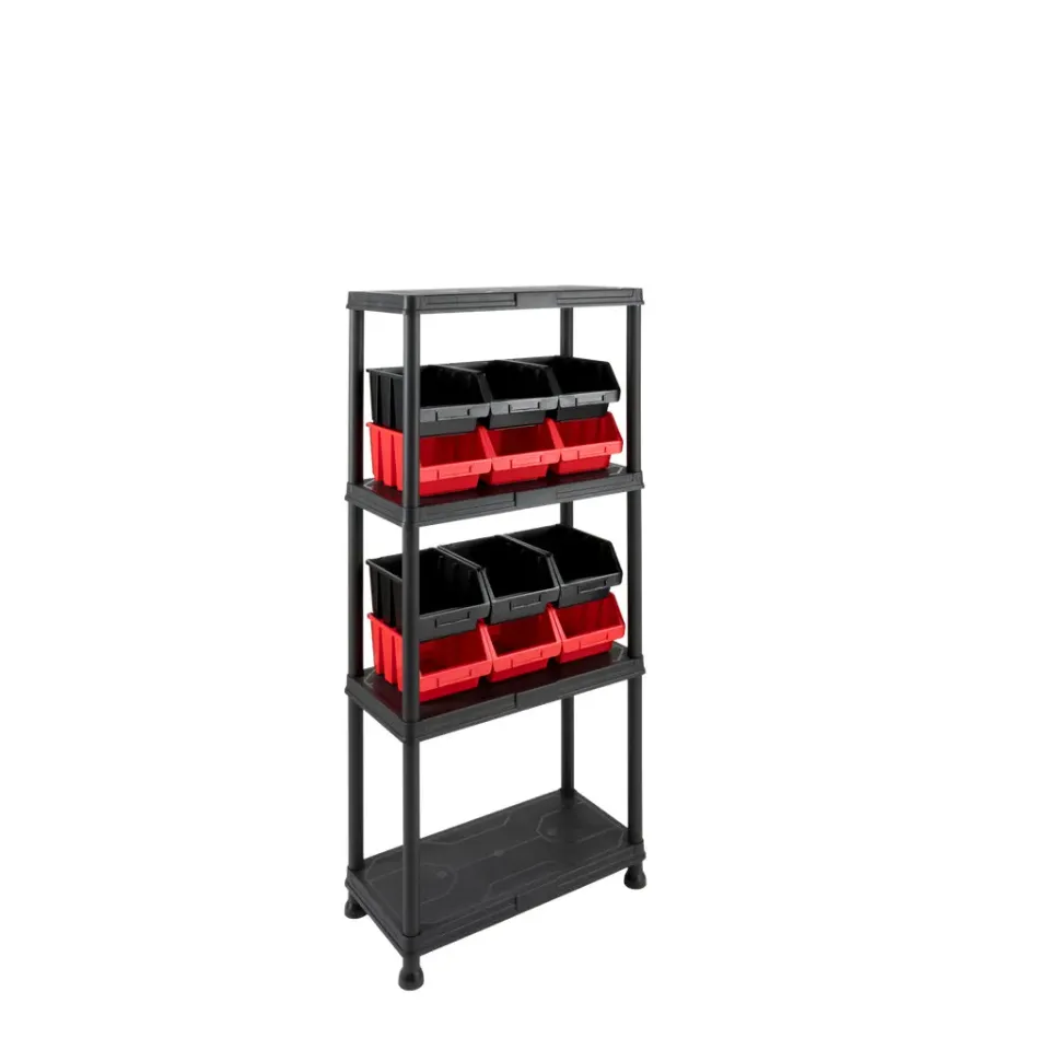 Kreher Q-Brick Kunststoffregal Set 1 mit 6 Boxen schwarz