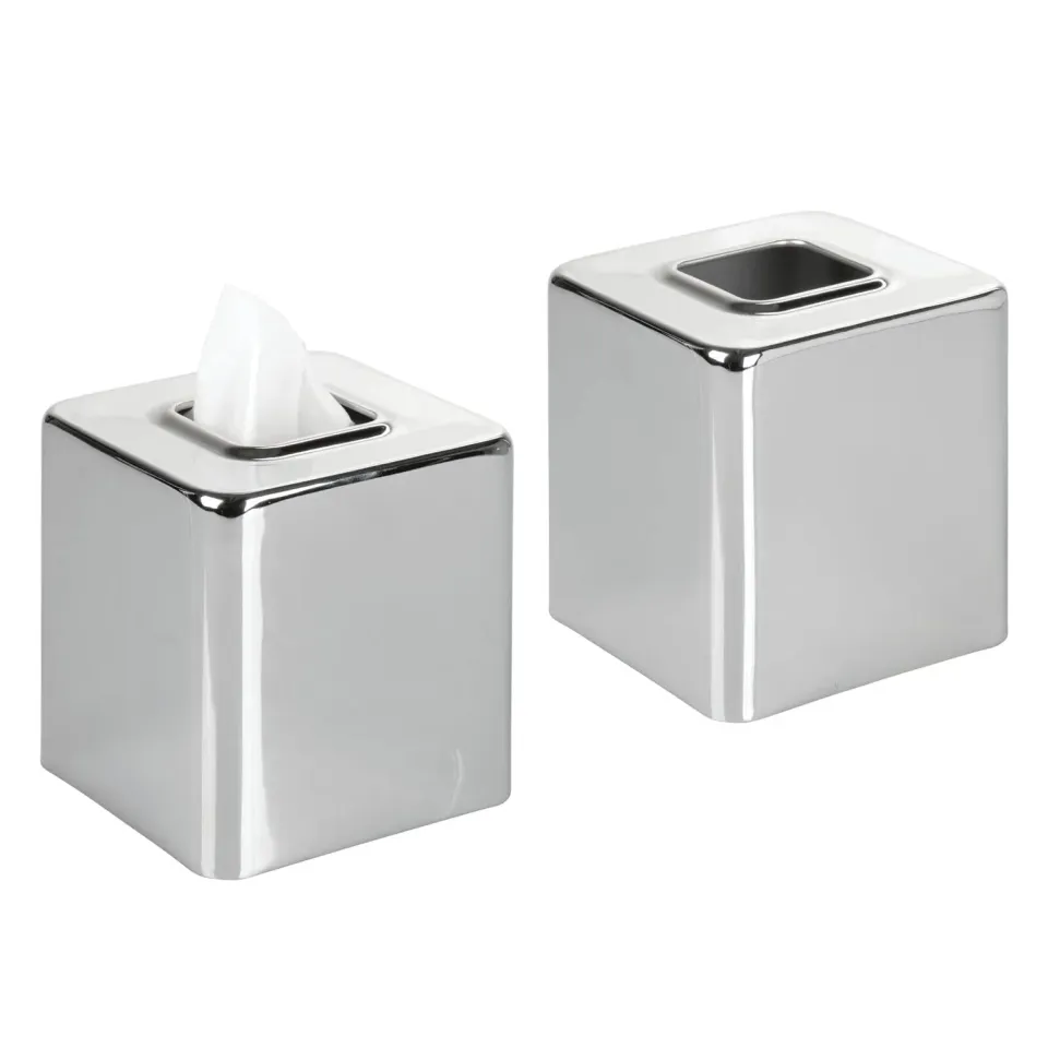 M Design 00328MDBAEU Taschentuchbox 2er-Set silberfarben Metall