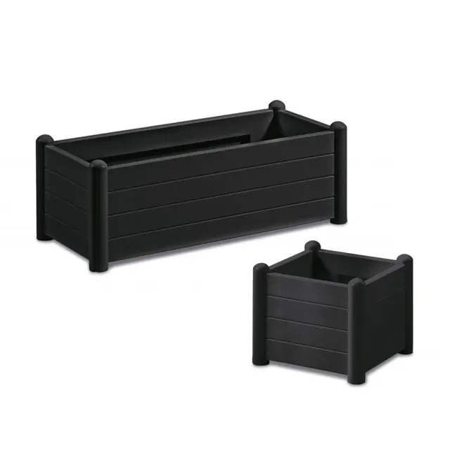 Kreher Pflanzkasten Holzoptik anthrazit breit 43x43cm 35L