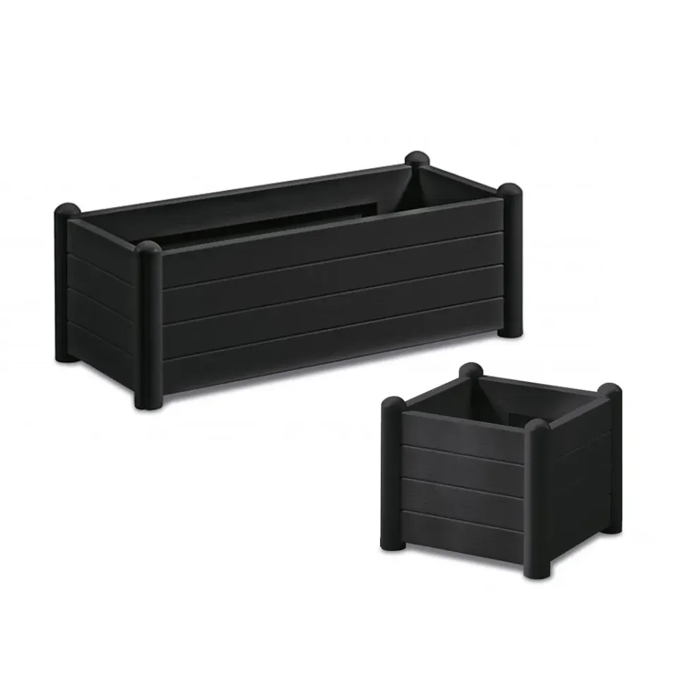 Kreher Pflanzkasten Holzoptik anthrazit breit 43x43cm 35L