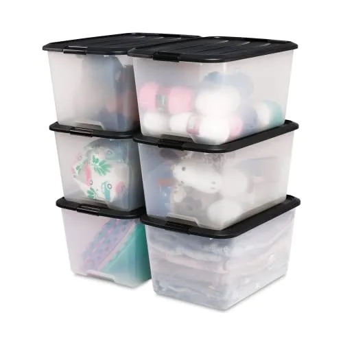 Iris Ohyama TB-45 Aufbewahrungsbox 45L schwarz 6er-Set Deckel