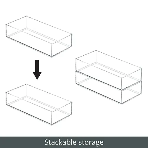 mDesign Kosmetik Organizer Box 3er-Set durchsichtig 20,3 cm stapelbar