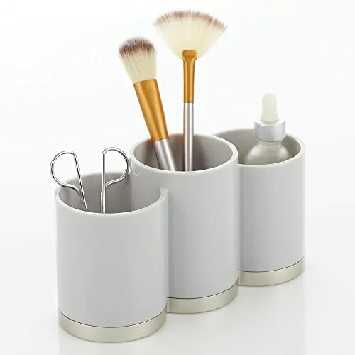 mDesign Make-up-Organizer Kunststoff 3 Fächer Hellgrau