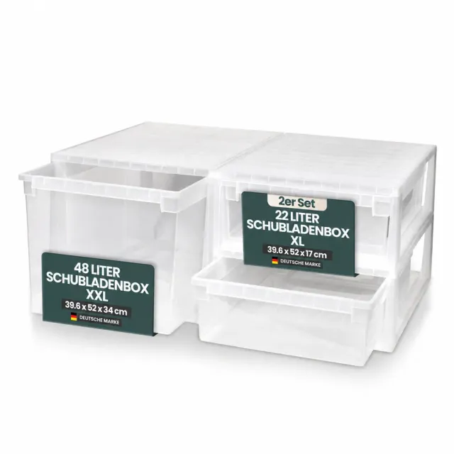 Kreher Schubladenbox Bundle 3tlg XL52 XXL52 transparent