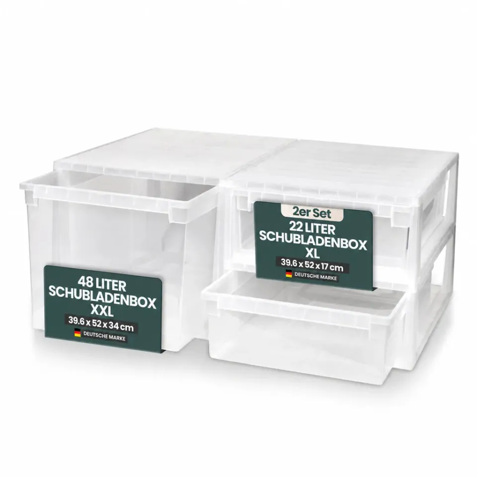 Kreher Schubladenbox Bundle 3tlg XL52 XXL52 transparent