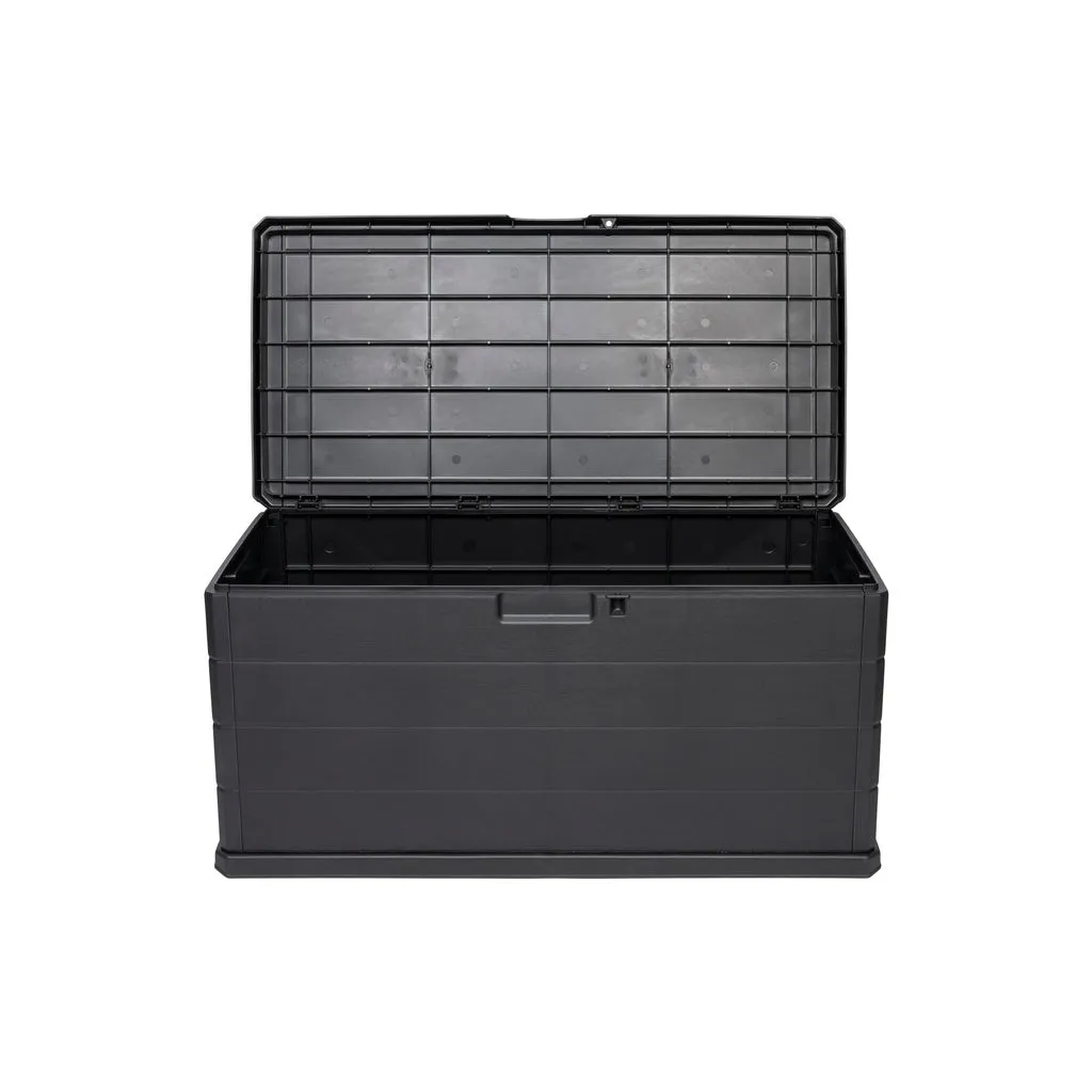 Kreher Kissenbox XXL 340L Holz-Optik anthrazit mit Rollen