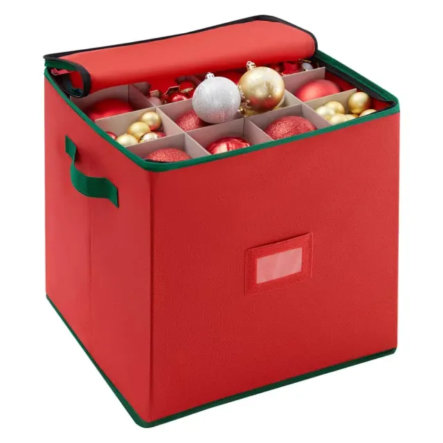 Lifewit Box für 64 Weihnachtskugeln Aufbewahrungsbox Rot stapelbar