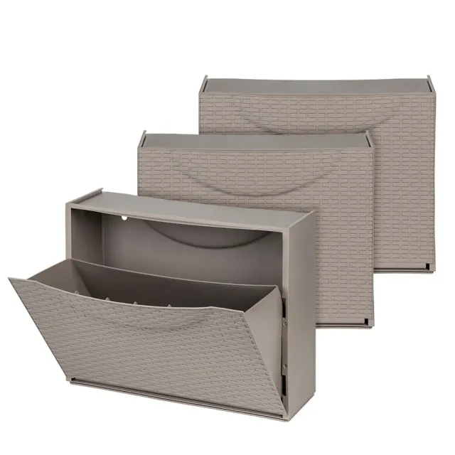 Kreher Schuhkipper Rattan-Optik 3er-Set taupé