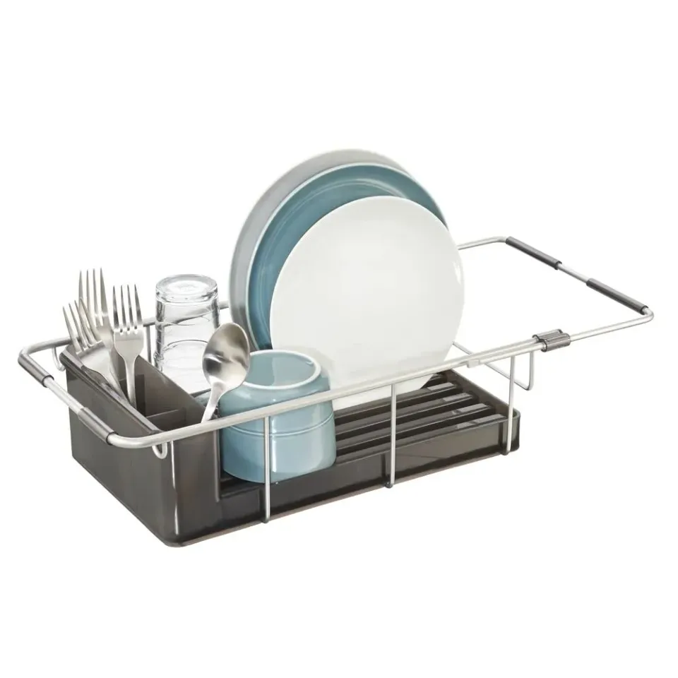 mDesign Abtropfgestell Aluminium smoke-silber Besteckkasten