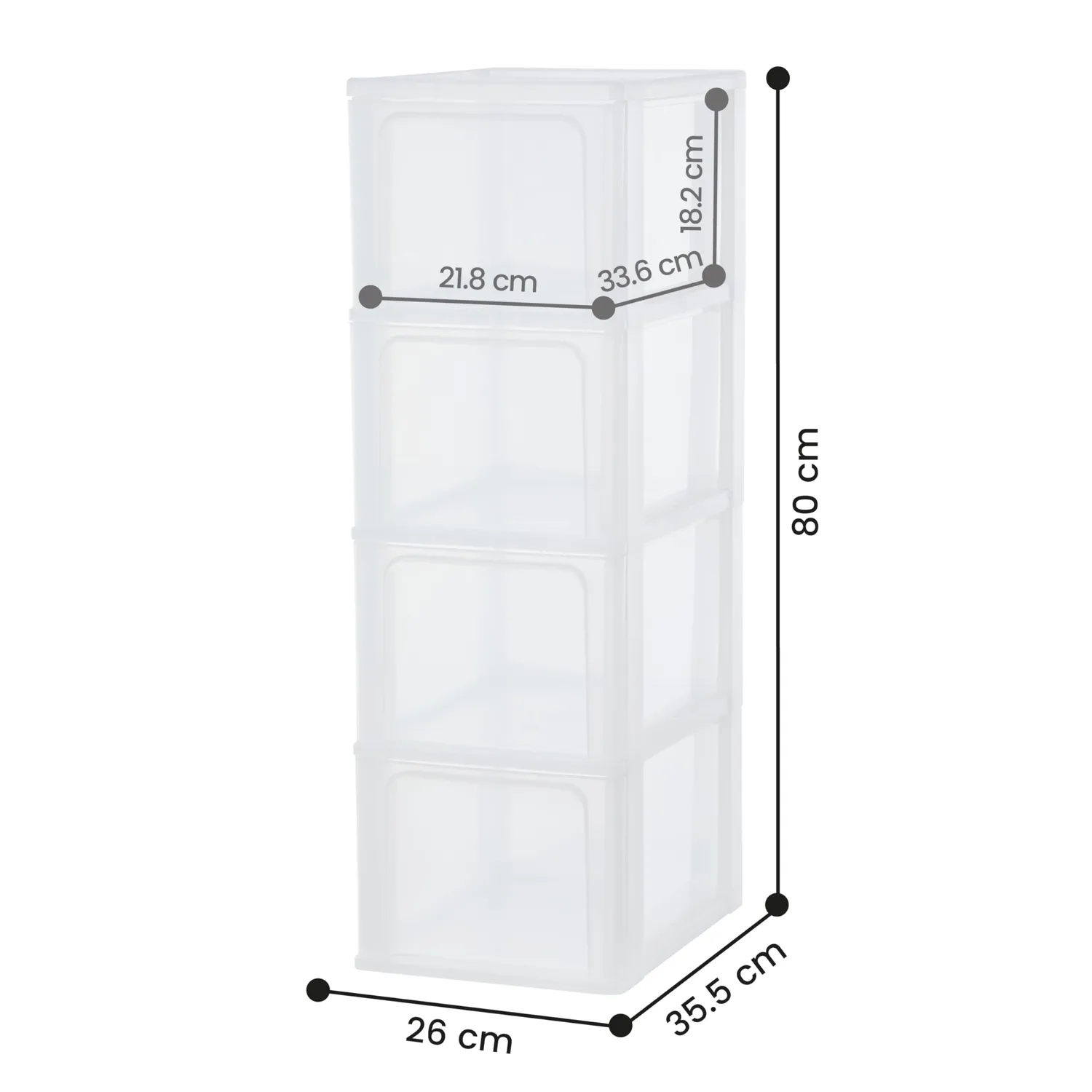 Iris Ohyama OCH-2400 Schubladenbox 4 Fächer Mattweiß A4