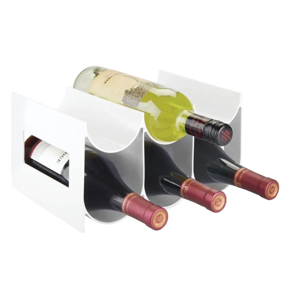 mDesign Weinregal Kunststoff 6 Flaschen Weiß stapelbar