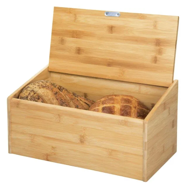 mDesign Brotkasten Bambus natur mit Deckel Brotbox Holz