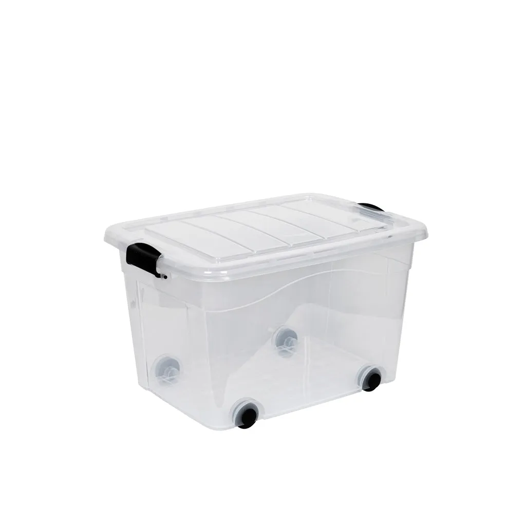Kreher Roller Box Aufbewahrungsbox 60 L transparent Rollen