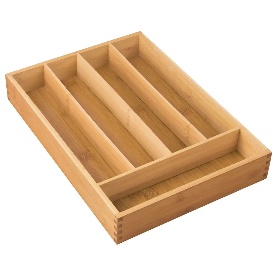 mDesign Besteckkasten Schubladen Organizer Bambus 35,6 cm
