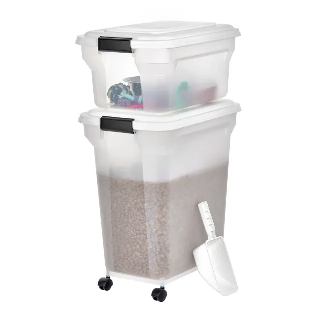 Iris Ohyama ATS-C Futterbox Weiß 45L+20L luftdicht mit Rollen