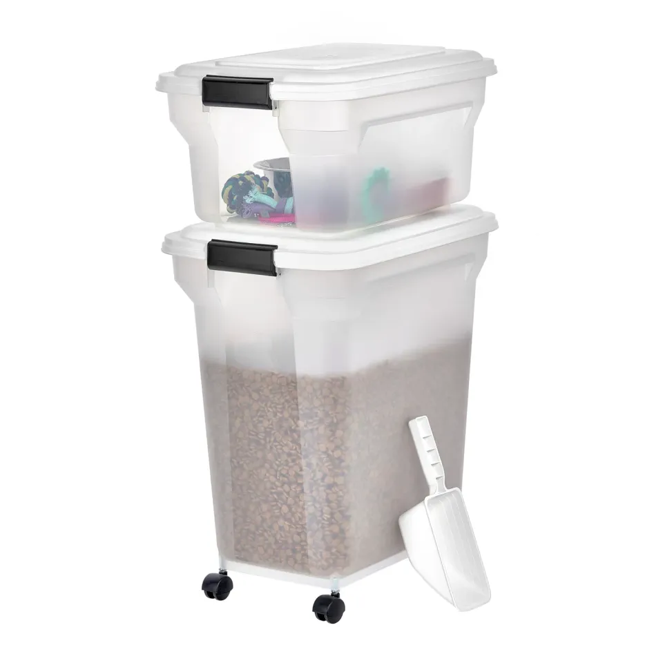 Iris Ohyama ATS-C Futterbox Weiß 45L+20L luftdicht mit Rollen