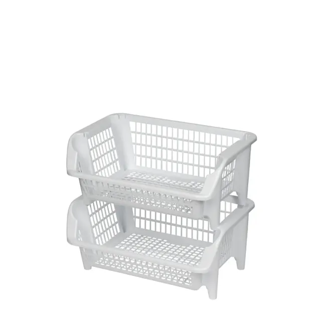 Kreher Magic Stapelkorb Weiß 2er Set 54,5 cm