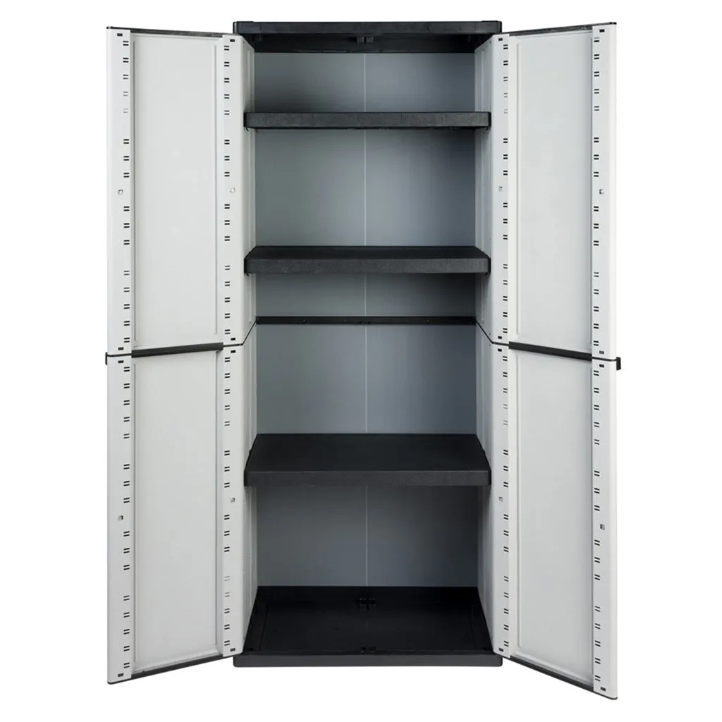Kreher JLine Kunststoffschrank Grau 68x37,5x163,5 cm 3 Böden