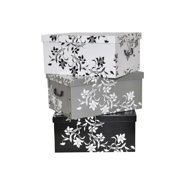 Kreher Barock 3x Dekokarton 40 L Schwarz Weiß Grau