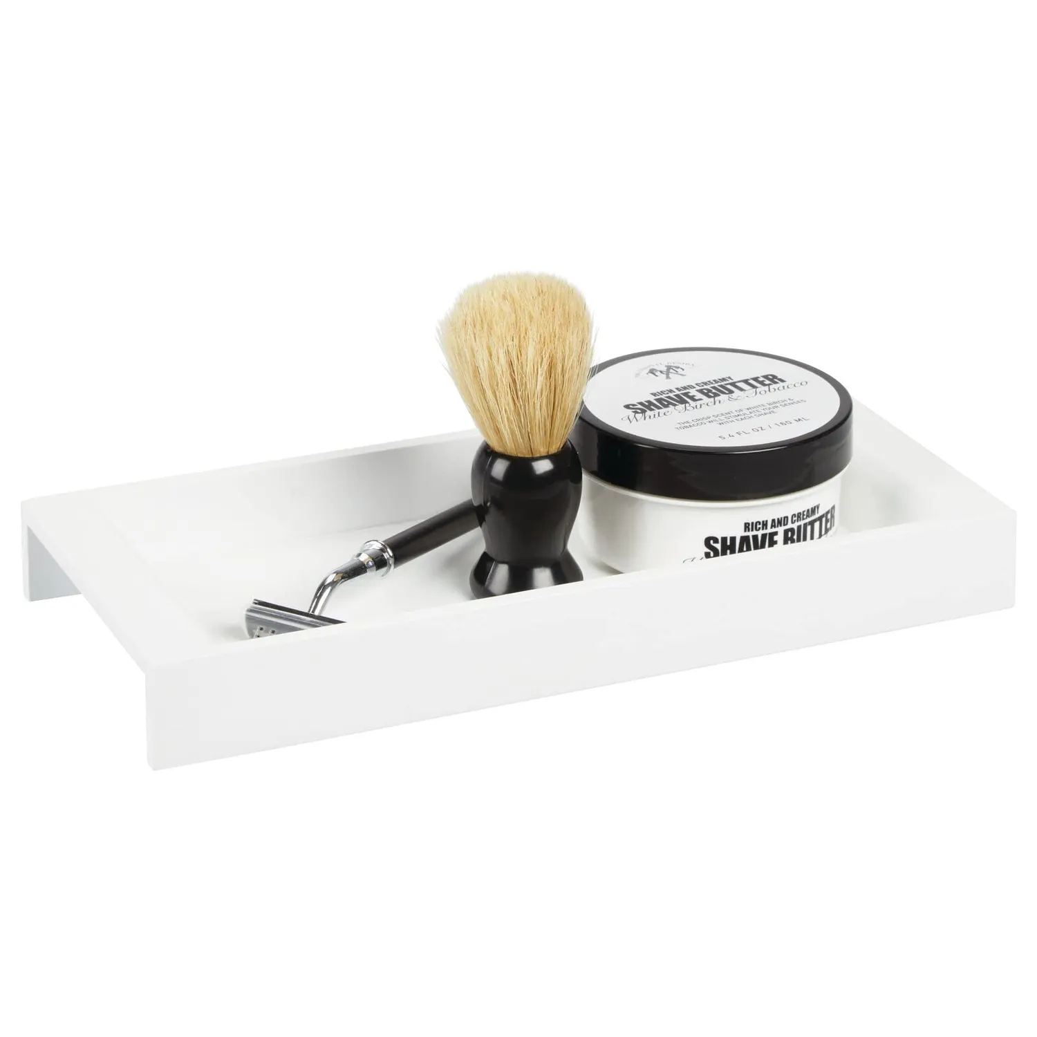 mDesign Kosmetiktablett Bambus weiß schmal