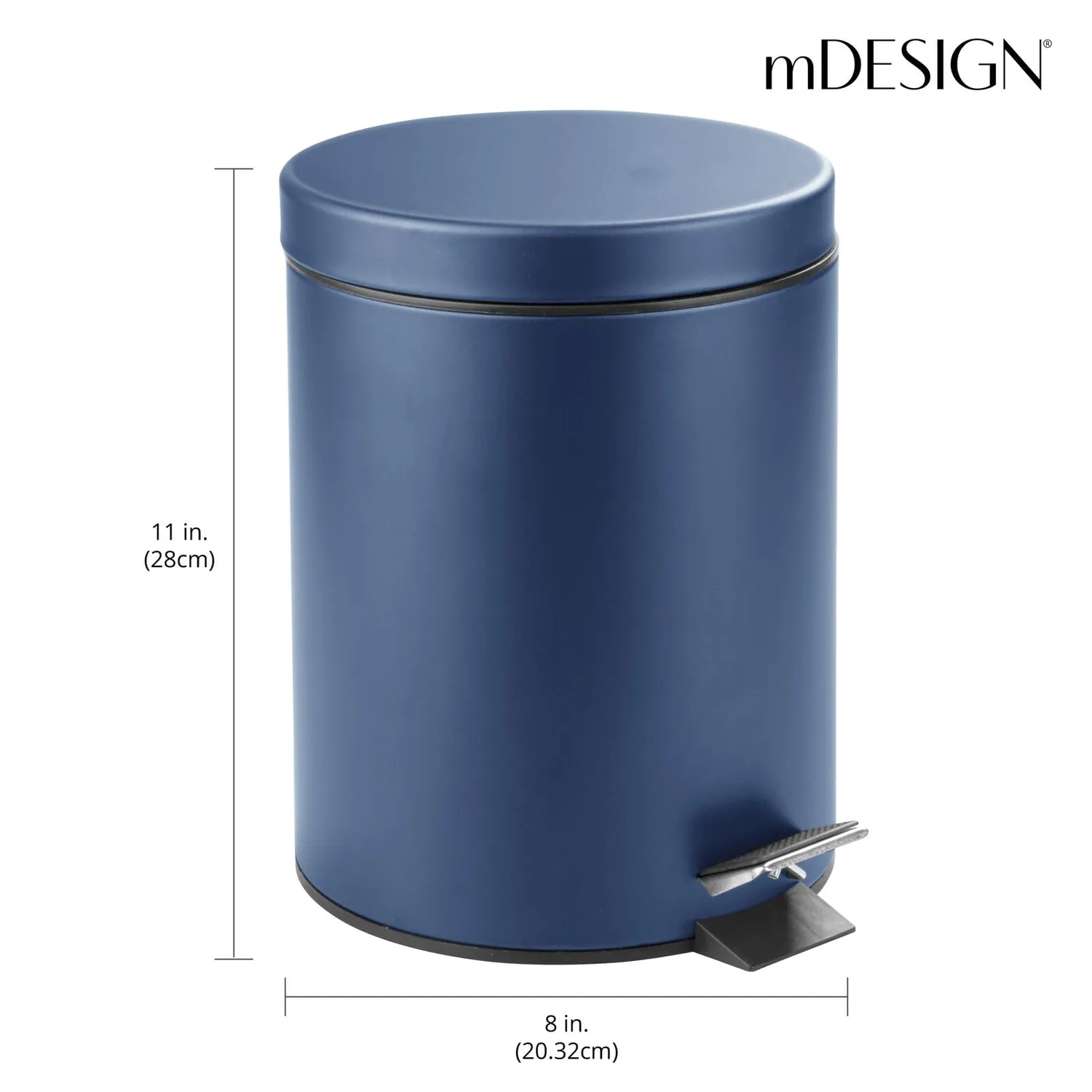 mDesign Tretmülleimer 5 Liter blau Metall