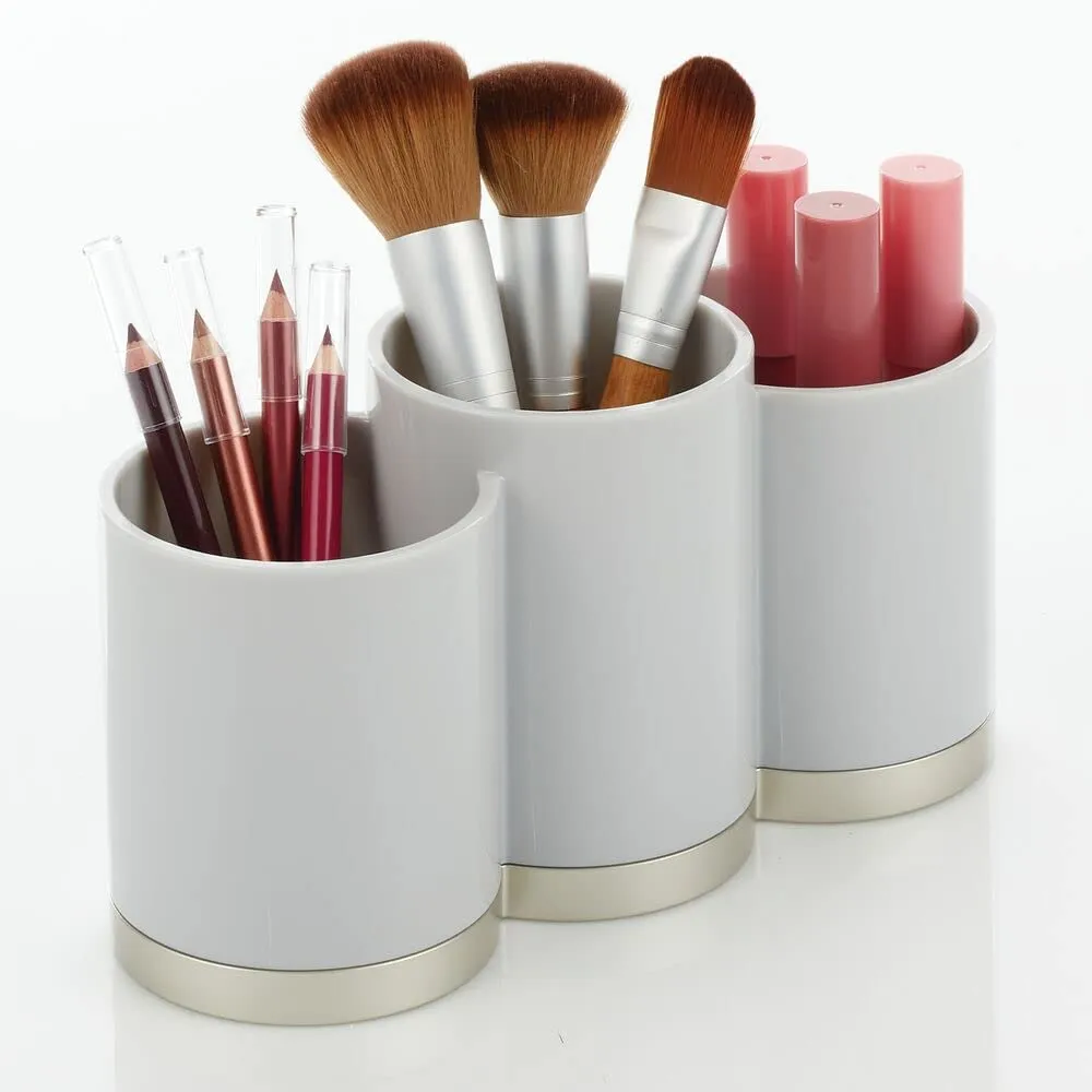 mDesign Make-up-Organizer Kunststoff 3 Fächer Hellgrau