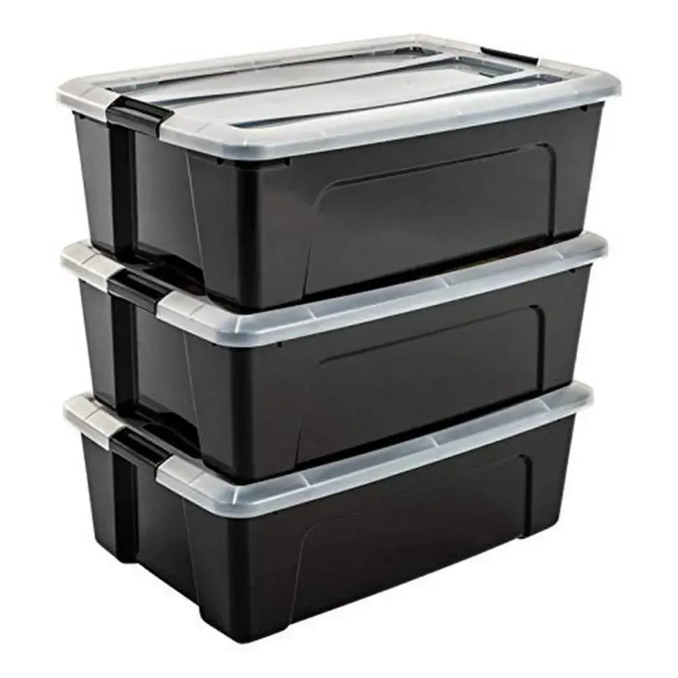 Iris Ohyama NTB-30 Aufbewahrungsbox 3er-Set schwarz 30L