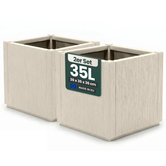 Kreher Ethica schmal Pflanzkasten 2x Beige strukturiert