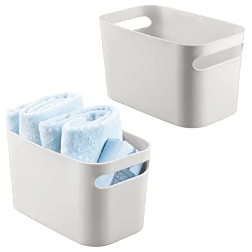 mDesign Bad Aufbewahrungskorb 25,4 cm 2er Set hellgrau