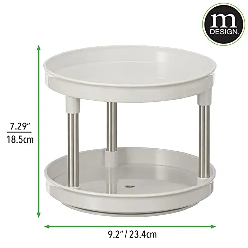 mDesign Lazy Susan 16166 Drehregal 2 Ebenen hellgrau