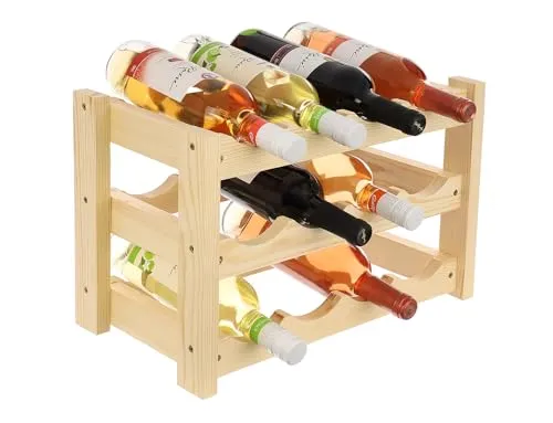 GoodFreshDecor Weinregal Holz für 12 Flaschen 43x24x29 cm Kiefer
