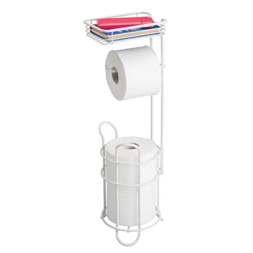 mDesign Toilettenpapierhalter Metall Mattweiß mit Regal