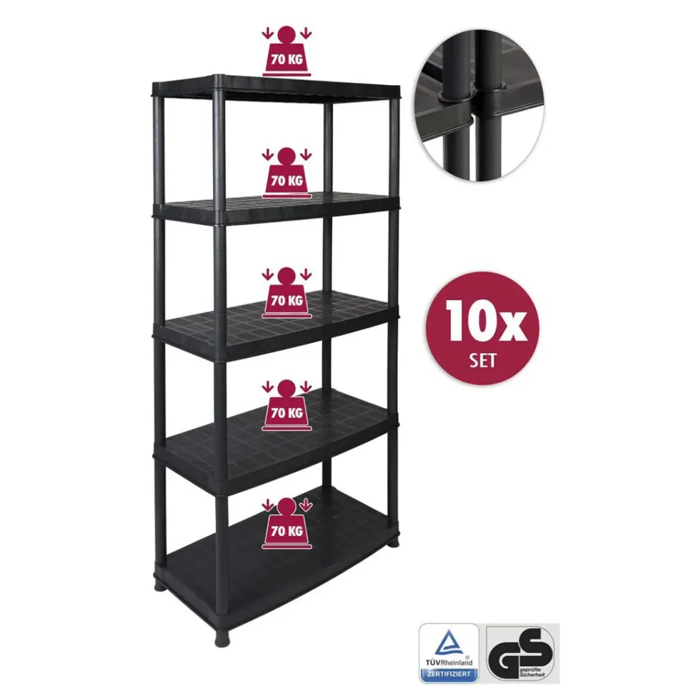 Kreher Deluxe Schwerlastregal Schwarz 18 Zoll 10er Set