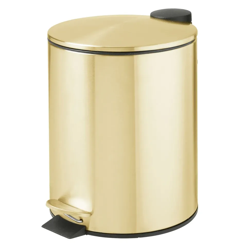 mDesign Abfalleimer Metall 5 Liter weiches Messing rund