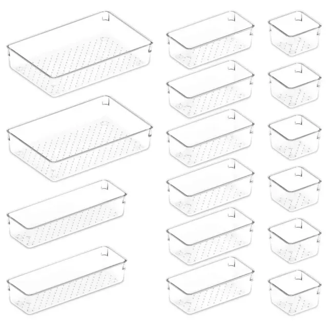 Lifewit Schubladen Organizer 16-tlg transparent stapelbar