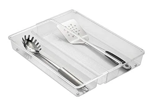 mDesign Besteckkasten ausziehbar transparent 3 Fächer