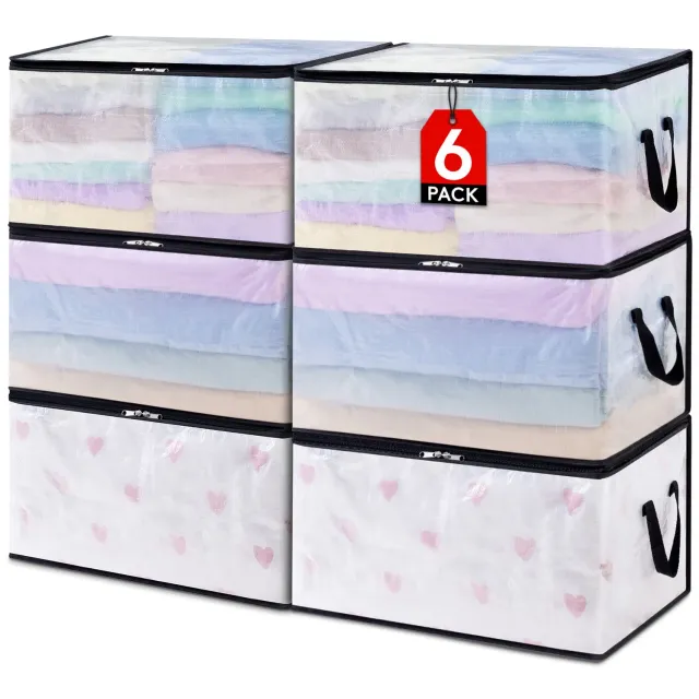 Lifewit Kleiderbox 6er Pack 60L faltbar mit Griff