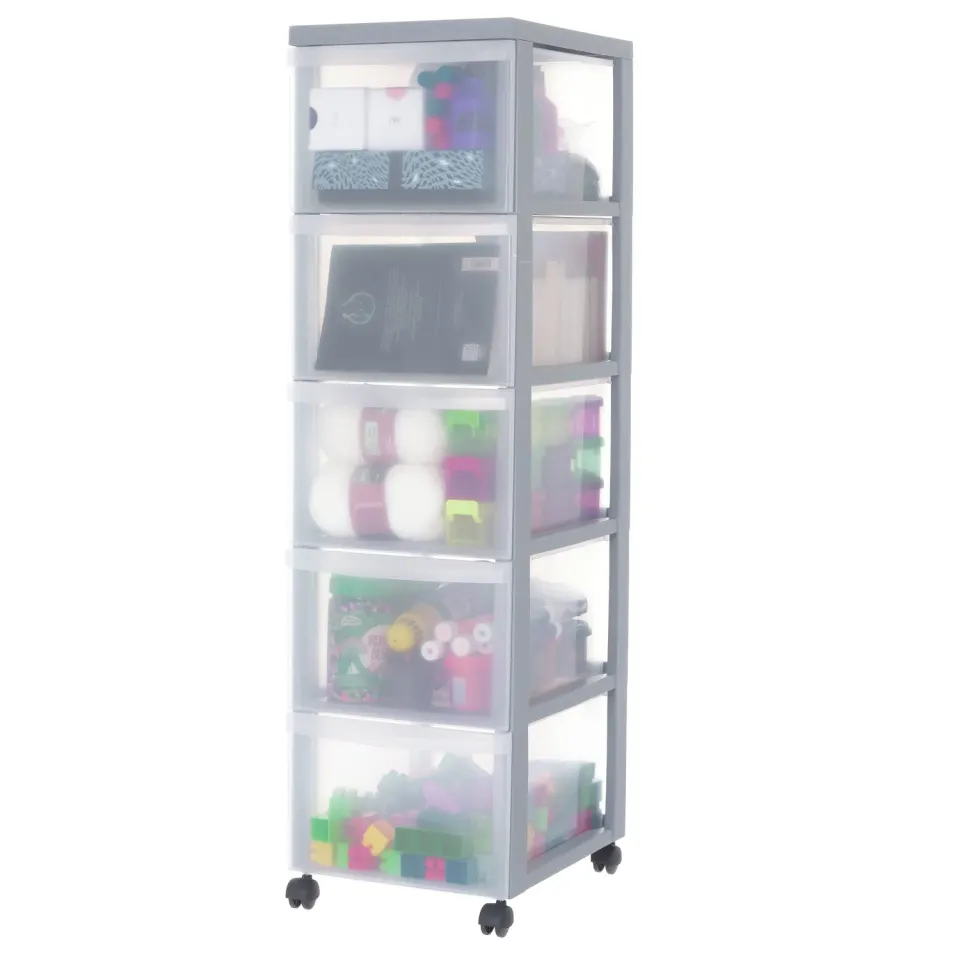 Iris Ohyama A4 Drawer DC-305 Rollcontainer 5 Schubladen grau