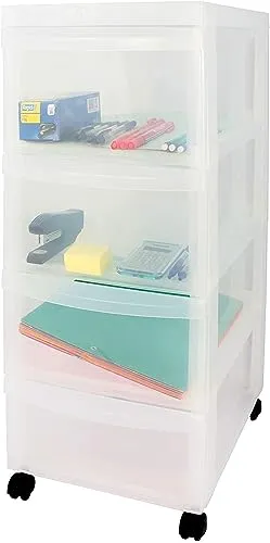 Iris Ohyama A4 Drawer DC-004 Rollcontainer mattweiß 4 Schubladen