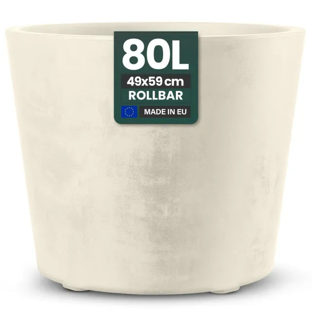 Kreher Millennium XXL Pflanzkübel Creme 80 Liter rollbar