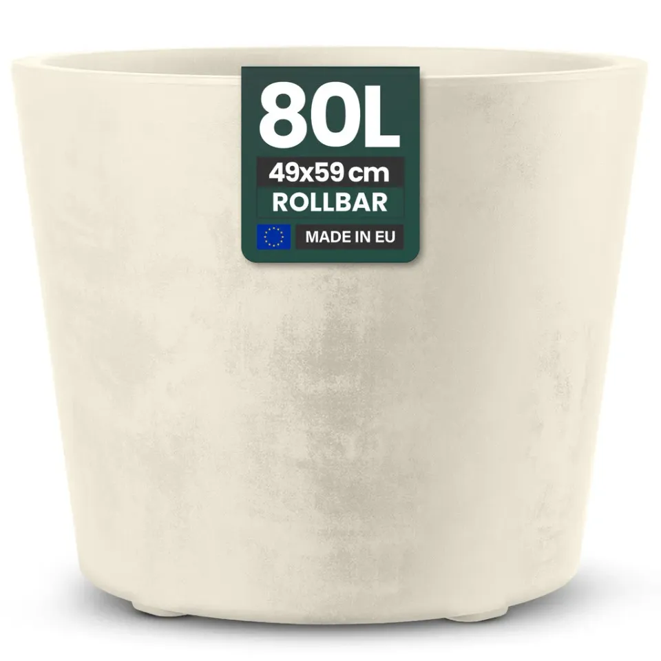 Kreher Millennium XXL Pflanzkübel Creme 80 Liter rollbar