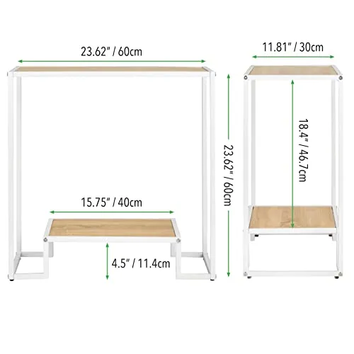 M Design Beistelltisch 2-stöckig weiß braun Metall Holz