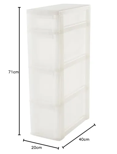 Iris Ohyama NSC-213 Schubladenturm weiß 4 Schubladen Rollen