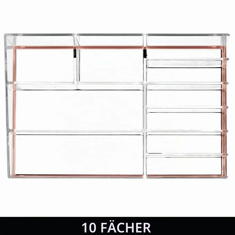 mDesign Kosmetik Organizer Rosegold 10 Fächer durchsichtig