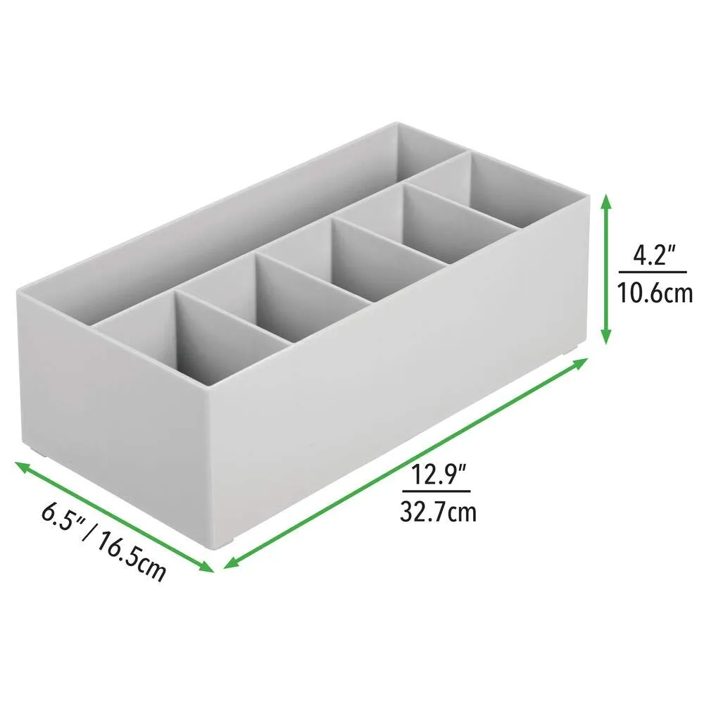 mDesign Schminkaufbewahrung 6 Fächer Kosmetik Organizer Grau