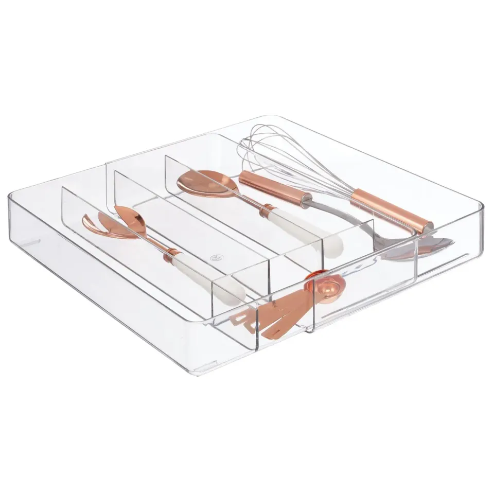 mDesign Schubladenbox Besteckkasten 6 Fächer transparent