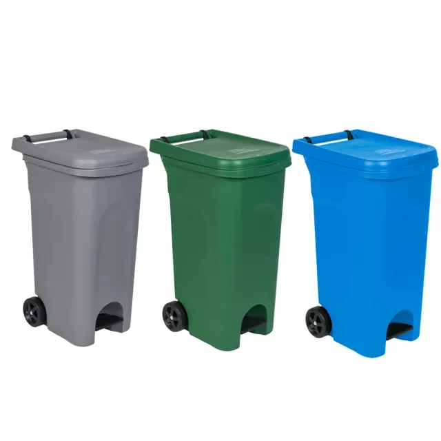 Kreher Mehrzwecktonne 80 Liter Mülltonne Grau mit Pedal